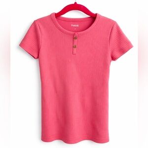 Peckle Girls Pink Button Tee - Size 6